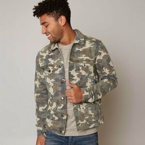 ELWD Denim Green Desert Camouflage Button Jacket Size Medium